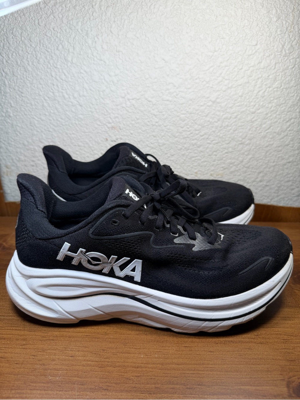 Hoka Black and White Women's Athletic Running Shoes